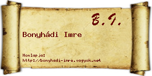 Bonyhádi Imre névjegykártya
